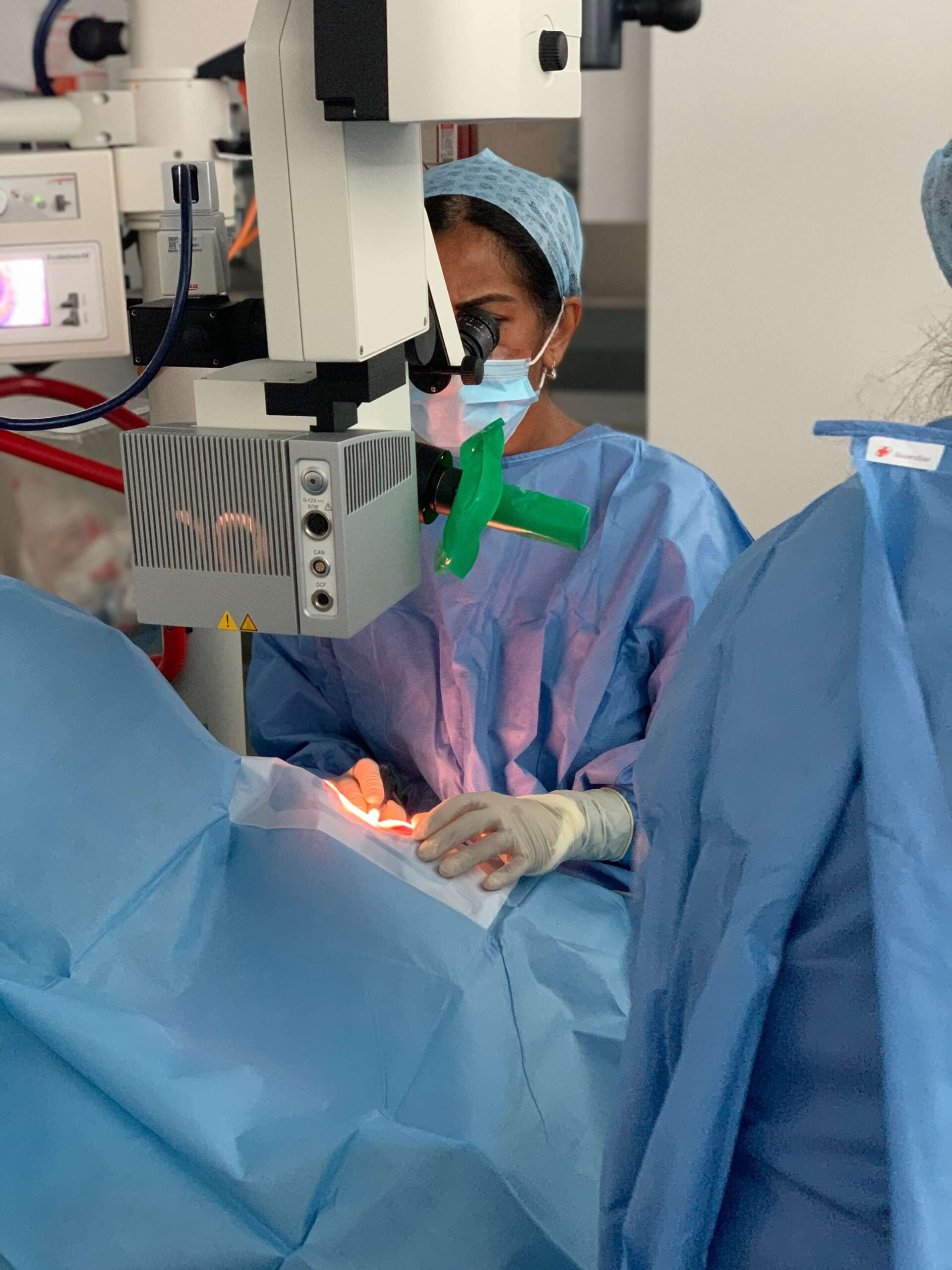 Surgeon performing advanced eye surgery