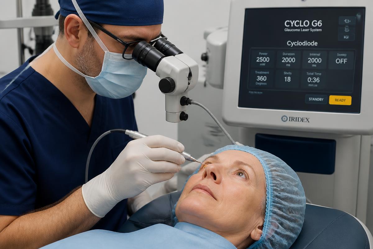 Cyclodiode laser treatment being performed